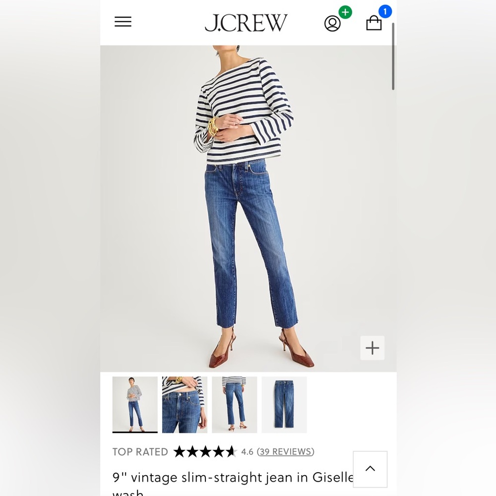J.CREW DENIM 9" vintage slim-straight jean in Giselle wash